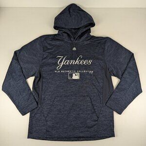 Majestic New York Yankees Men's L Blue Pullover Hoodie Official MLB Authentic
